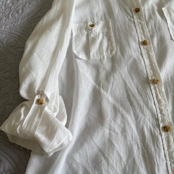 Vintage Dockers white  button Down Long sleeve linen shirt size XL - Picture 3 of 12